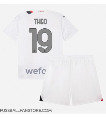 AC Milan Theo Hernandez #19 Replik Auswärtstrikot Kinder 2023-24 Kurzarm (+ Kurze Hosen)